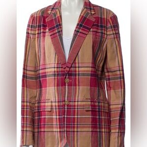 Ralph Lauren Collection Purple Label plaid linen blazer
